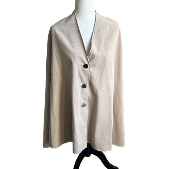 ZARA Lightweight Tan Fall Cape with Button Closure and Built In Scarf US XS - Picture 1 of 5